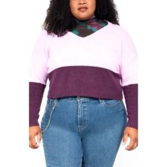 Nordstrom BP Wildfang Sweaters - Nordstrom BP Wildfang Plus Size Ultra Soft Colorblock Cropped Sweater  3X